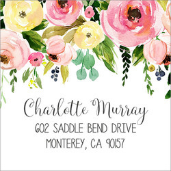 Spring Peonies Square Address Labels